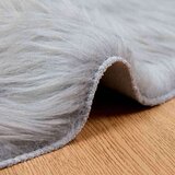 vidaXL lažna ovčja preproga siva 160 x 160 cm poliester | Shoptok.si
