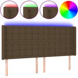  LED uzglavlje tamnosmeđe 203x16x118/128 cm od tkanine | shoptok.hr