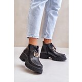 Zazoo 2952 Leather Ankle Boots With Golden Decoration Black | shoptok.hr