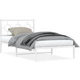 vidaXL Kovinski posteljni okvir z vzglavjem bel 100x200 cm | Shoptok.si
