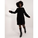 Fashion Hunters Black knitted dress with cable pattern