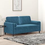vidaXL Kavč dvosed z okrasnimi blazinami moder 140 cm žamet Cene