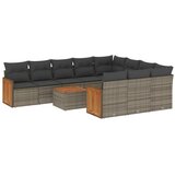  11-dijelni set vrtnih sofa od poliratana s jastucima sivi | shoptok.hr