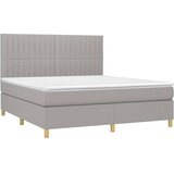 Krevet box spring s madracem LED svjetlosivi 180x200 cm tkanina | shoptok.hr