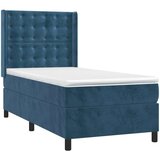 Box spring postelja z vzmetnico temno modra 90x200 cm žamet | Shoptok.si