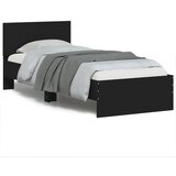 Furnova Posteljni okvir z vzglavjem črn 90x200 cm inženirski les, (21936568) | Shoptok.si