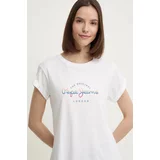 PepeJeans Bombažna kratka majica EVETTE ženska, bela barva, PL505880