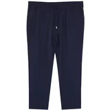 Trendyol Navy Blue Men's Plus Size Regular Fit Elastic Waist Linen Look Trousers