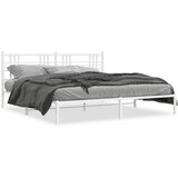 Maison Chic Kovinski Posteljni okvir - Dvoposteljna postelja - Zakonska postelja z vzglavjem bel 183x213 cm, (21692861) | Shoptok.si