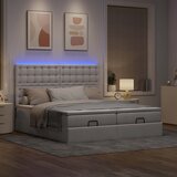  Ottoman krevet s madracima i LED diodama boje taupe 160x200 cm, tkanina | shoptok.hr