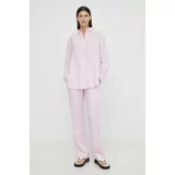 Samsoe Samsoe Lanene hlače HOYS roza barva, F23900002