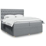 Maison Chic Box spring postelja - Vzmetna postelja z vzmetnico svetlo siva 200x200 cm blago SL11536, (21900063) | Shoptok.si