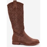 S. BARSKI Women's Ankle Boots with Mesh Pattern on Flat Heel S Baraski HY52 534 Brown | shoptok.hr