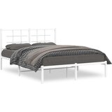 Maison Chic Kovinski Posteljni okvir - Dvoposteljna postelja - Zakonska postelja z vzglavjem bel 140x190 cm, (21692978) | Shoptok.si