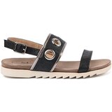 Shelvt Black sandals with decorative metal rings Cene
