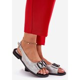 Boto Flat Sandals With Decoration Eco Leather Silver Lilria | Shoptok.si