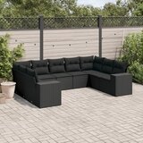 vidaXL 9-dijelni set vrtnih sofa s jastucima crni od poliratana | shoptok.hr