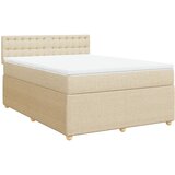 vidaXL Box spring postelja z vzmetnico krem 140x190 cm blago, (21305049) | Shoptok.si