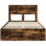  postelja s predali, konstruiran les, dimljena orehova, 135×190 cm | Shoptok.si