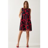 Happiness İstanbul women's black red patterned summer bell dress Cene