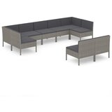 Maison Chic Seti vrtnega pohištva - Vrtna garnitura - Vrtni pohištvo set 9-delna z blazinami poli ratan siva, (21804938) | Shoptok.si