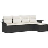  Set od 5 dijelova vrtnog kauča s jastučićima Crni Poli Ratan Dvosed vrtni kauč s pohranom i jastučićima Crni Poli Ratan | shoptok.hr