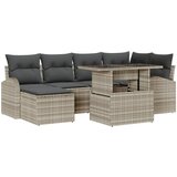 vidaXL 7-delna vrtna sofa garnitura s svetlo sivimi blazinami, 2-sedežna sofa s shrambo in blazinami | Shoptok.si