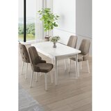 Hanah home trpezarijski set Nola, sto na razvlačenje i 4 stolice, bela ploča, kapućino tkanina Babyface | Eponuda.com