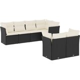  7-dijelni set vrtnih sofa od poliratana s jastucima crni | shoptok.hr