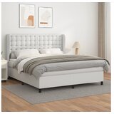  Box spring postelja z vzmetnico bela 180x200 cm umetno usnje | Shoptok.si