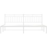 Metalni Kovinski posteljni okvir z vzglavjem bel 200x200 cm | Shoptok.si