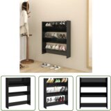 The Living Store Stenska omara za čevlje visok sijaj črna 80x18x90 cm iverna pl. - Stenska Omarica Za Čevlje, (21744708) | Shoptok.si