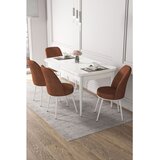 Hanah home trpezarijski set Via, sto na razvlačenje i 4 stolice, bela ploča, terakota tkanina Jerry | Eponuda.com