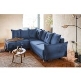 Miuform temno modra raztegljiva kotna sedežna garnitura iz rebrastega žameta (levi kot) lazy lukka – | Shoptok.si
