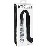 Icicles No. 38 - usnjeni bič, valovit steklen dildo (prosojno črn) | Shoptok.si