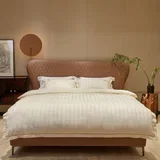 Pamučno satenska PREMIUM vezena posteljina Zoe beige univ
