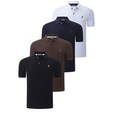 Dewberry QUAD SET T8561 MENS T-SHIRT-BLACK-WHITE-NAVY BLUE-BROWN Cijene