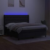  Krevet box spring s madracem LED crni 180x200 cm od tkanine | shoptok.hr