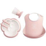 BABYBJORN komplet jedilni set slinček, krožnik, lonček, žlica in vilice Powder Pink Cene