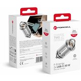 forcell auto punjač mini f-energy 2 x usb-c PD30W srebrni | ePonuda.com