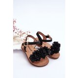 Boto Fashionable Children's Sandals With Flowers Black Poly | Shoptok.si