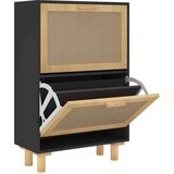 vidaXL Ormarić za cipele crni 52 x 25 x 80 cm drvo i prirodni ratan | shoptok.hr