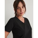 Reserved majica z v-izrezom - črna Cene