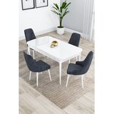 Hanah home trpezarijski set Kar, sto na razvlačenje i 4 stolice, bela ploča, antracit tkanina Babyface | Eponuda.com