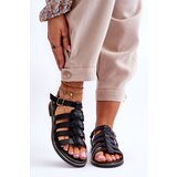 Kesi Leather Sandals with Straps Black Lawren Cene