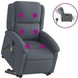 vidaXL Masažni naslanjač s funkcijo vstajanja temno siv žamet | Shoptok.si