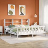 vidaXL Knjižna postelja brez vzmetnice bela 200x200 cm trdna borovina | Shoptok.si