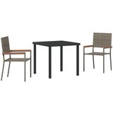 vidaXL Sivi set od 3 dijela za objedovanje u vrtu | shoptok.hr
