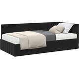 vidaXL Kutni krevetni okvir s madracem s uzglavljem 2 pcs Crna Baršun - Crna 90 x 200 cm | shoptok.hr