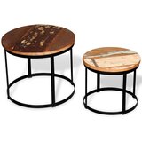  Dvodijelni set stolića za kavu obnovljeno drvo okrugli 40/50 cm | shoptok.hr